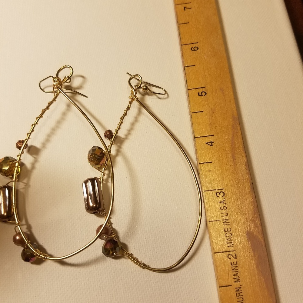 Fashion length earring! Goldrone with crystal